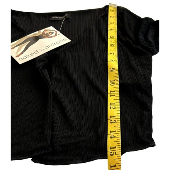 Naked Wardrobe open cropped top Women XS Black NEW coquette Open Front GIFT - Picture 7 of 8